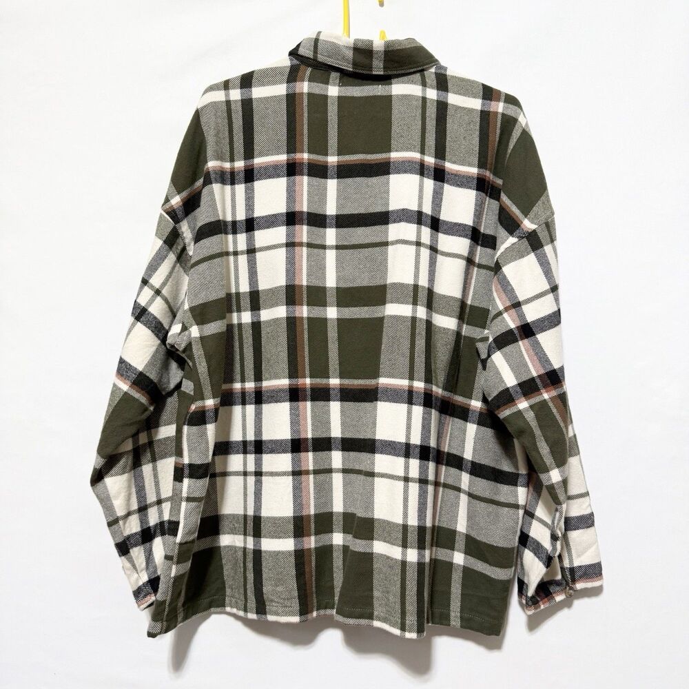 Madewell Bromley Green Plaid Flannel Shirt Womens L Button Front Long Sleeve - Picture 5 of 10